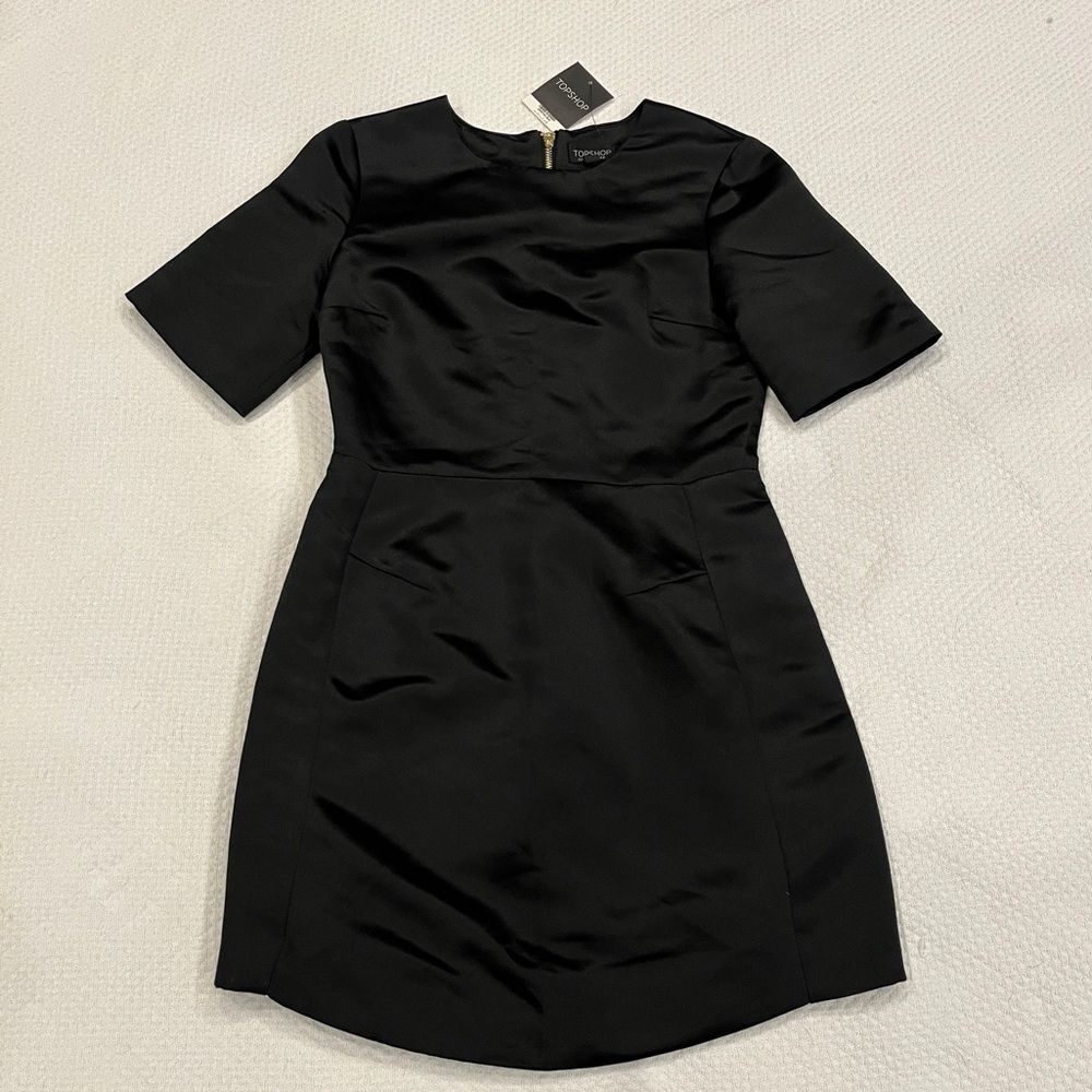 TOPSHOP Satin minidress with gold zipper